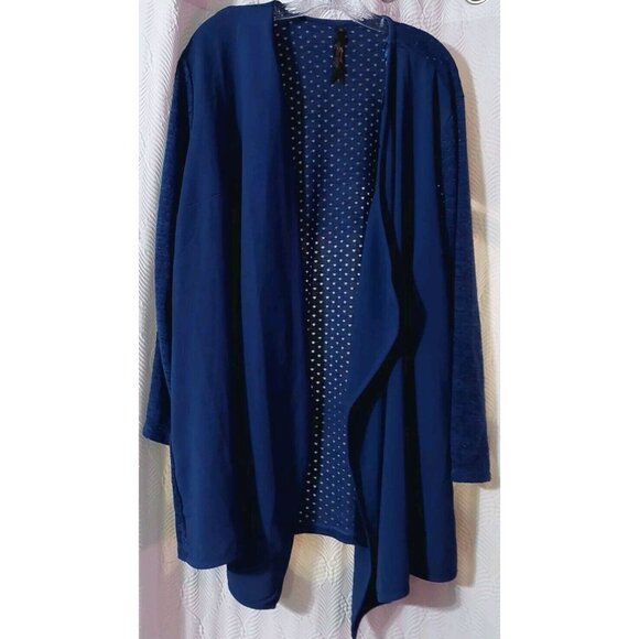 Melissa McCarthy Seven7 Size Small 2X Cardigan Blue Open Drape Front Long Sleeve - Picture 1 of 9